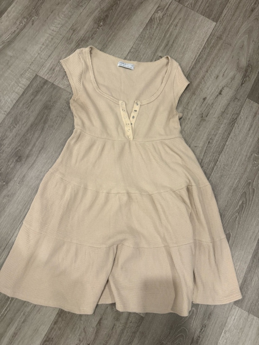 Urban Outfitters tan Tiered casual Dress with buttons